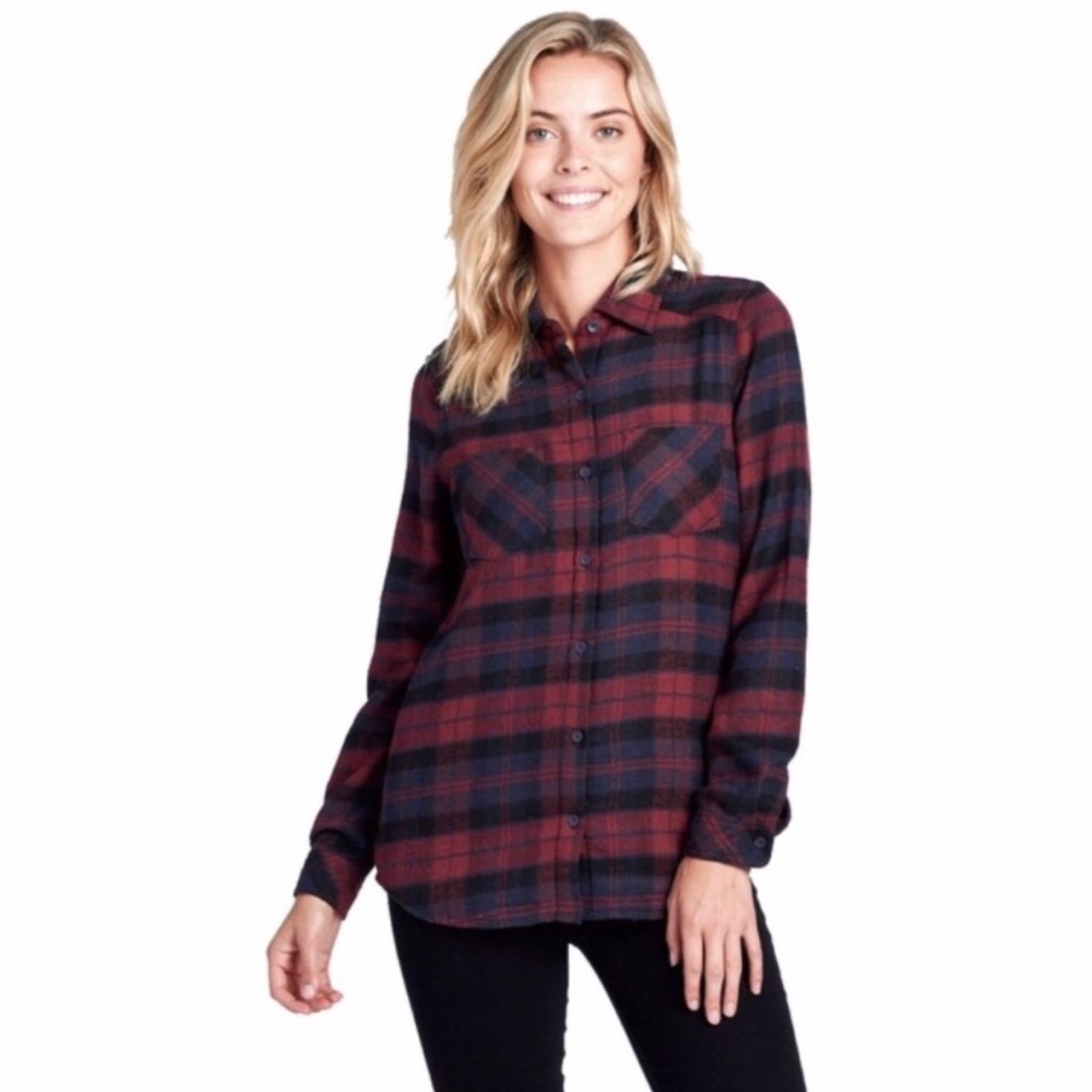 Sherpa Lined Plaid Tops - Picture 4 of 4